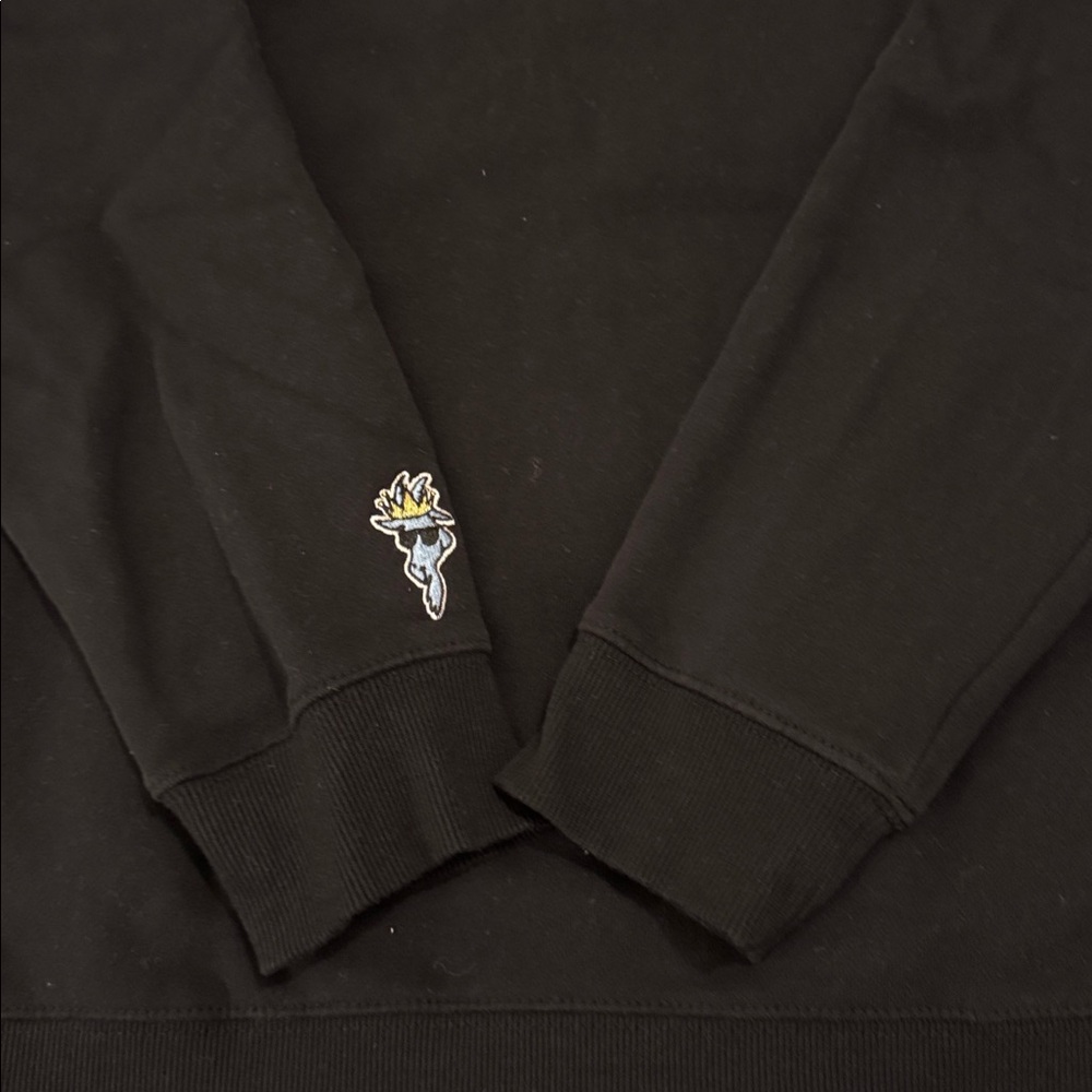 Classic Black Hoodie with Blue Embroidered Design - Picture 6 of 12